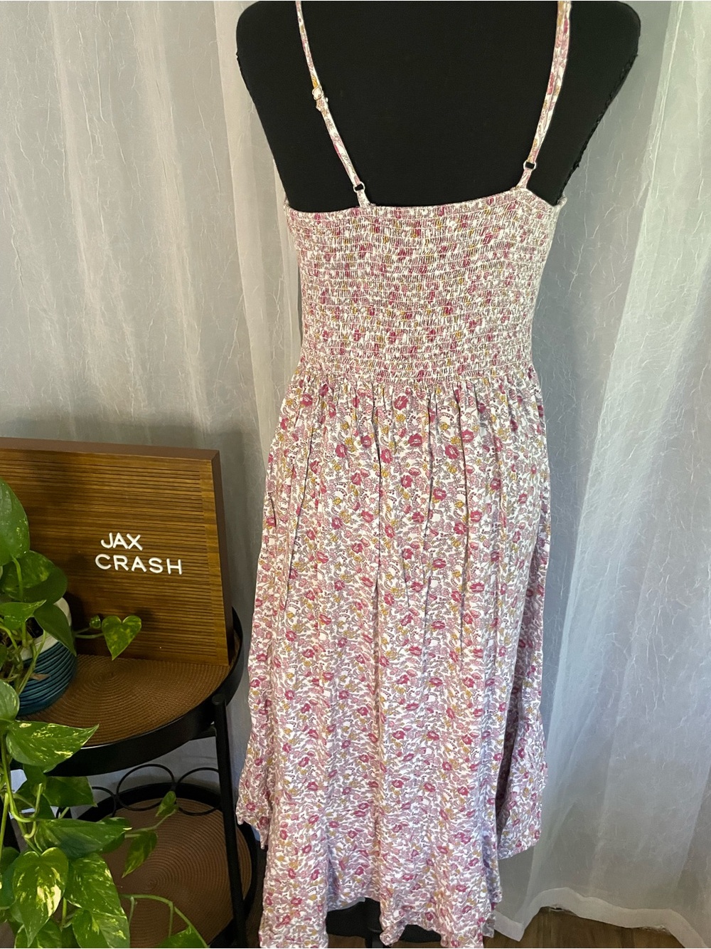 Japna Pink Floral Lace-Trim Midi Dress - Picture 4 of 5